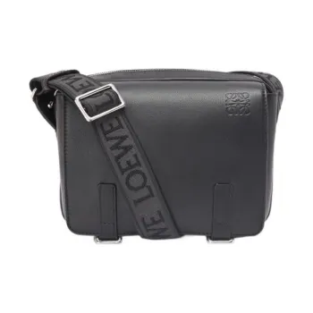 LOEWE Military Cow Leather With Jacquard Fabric Messenger Bag, Crossbody Bag, Shoulder Bag Trumpets Men's Black