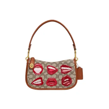 COACH Tom Wesselmann Collaboration With Leather Mahjong Bag Shoulder Bag Portable Crossbody Bag Women's Brown