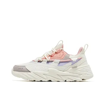 Erke Wear Resistant Slip Resistant Cushioning Breathable Low Top Running Shoes Women's White Mineral Powder