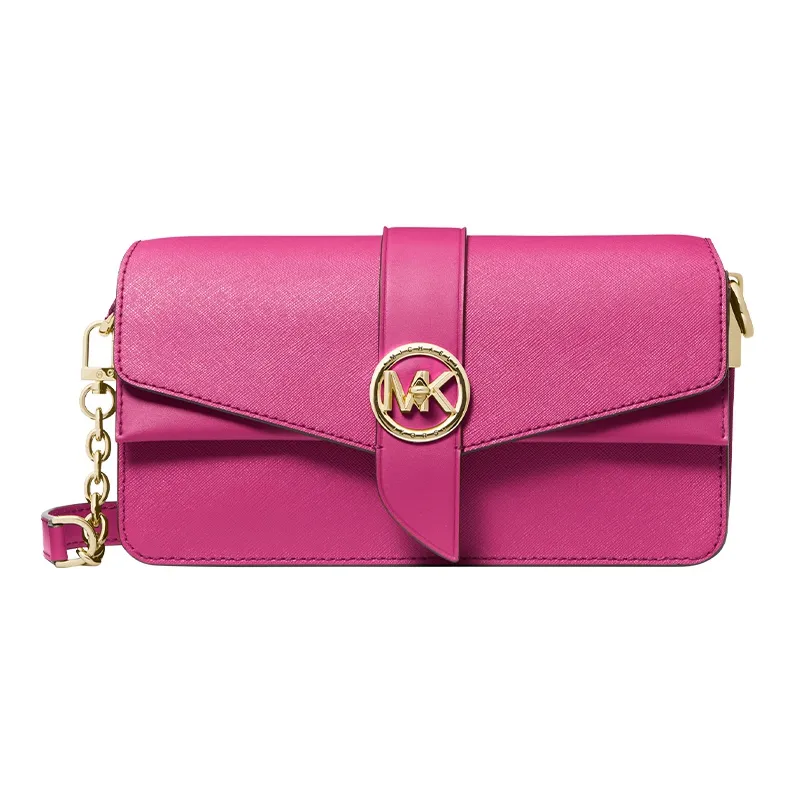 MICHAEL KORS Greenwich Cow Leather Handbag, Shoulder Bag Women's Rose Red-1