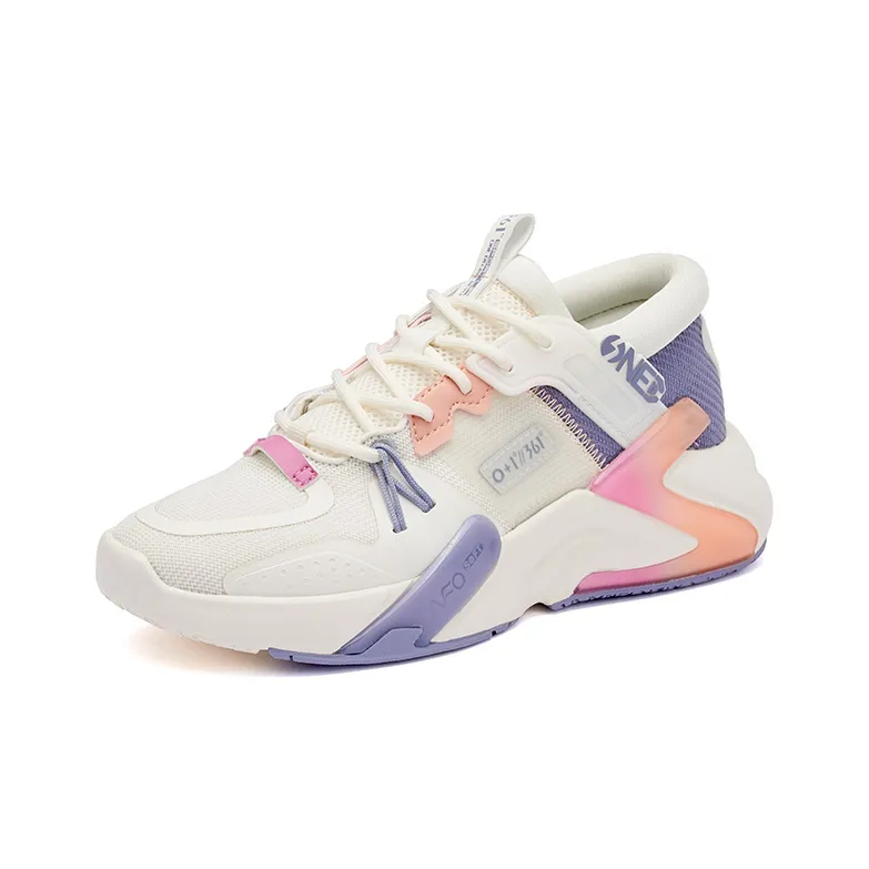 361° Casual Shoes Women's Low Top Feather White/Pink Purple Gray-2