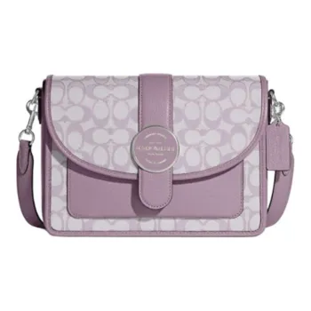 COACH Lonnie Fabric With Cow Leather Shoulder Bag, Crossbody Bag Women's Lilac Purple