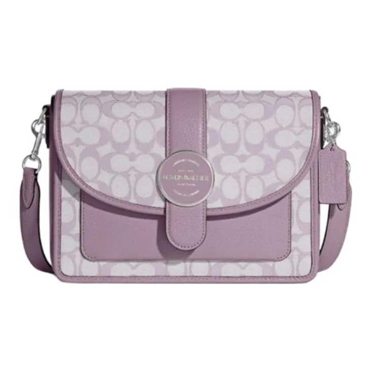 COACH Lonnie Fabric With Cow Leather Shoulder Bag, Crossbody Bag Women's Lilac Purple-0