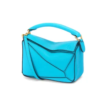 LOEWE Mini Puzzle Bag In Soft Grained Calfskin Cyan