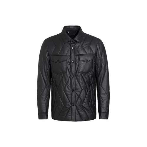 DAVID NAMAN Leather Jackets Men Black