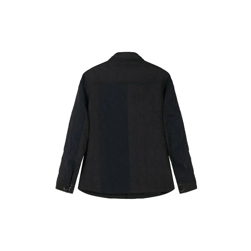 DAVID NAMAN SS22 Solid Color Lapel Puffer Jacket Men's Navy Blue-1
