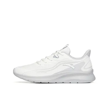 Anta Running Collection Cushioned Slip Resistant Abrasion Resistant Breathable Low Top Running Shoes Men's White Gray