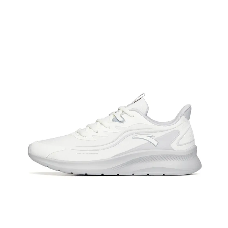 Anta Running Collection Cushioned Slip Resistant Abrasion Resistant Breathable Low Top Running Shoes Men's White Gray-0