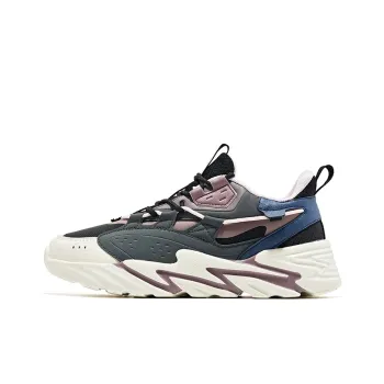 Erke Wear Resistant Cushioning Slip Resistant Breathable Low Top Running Shoes Women's Jet Black Gray Ink Blue