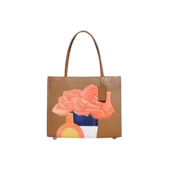 COACH Tom Wesselmann Collaboration Cashin Leather Tote Bag Shopping Bag Handbag Crossbody Bag Small Size Women's Brown