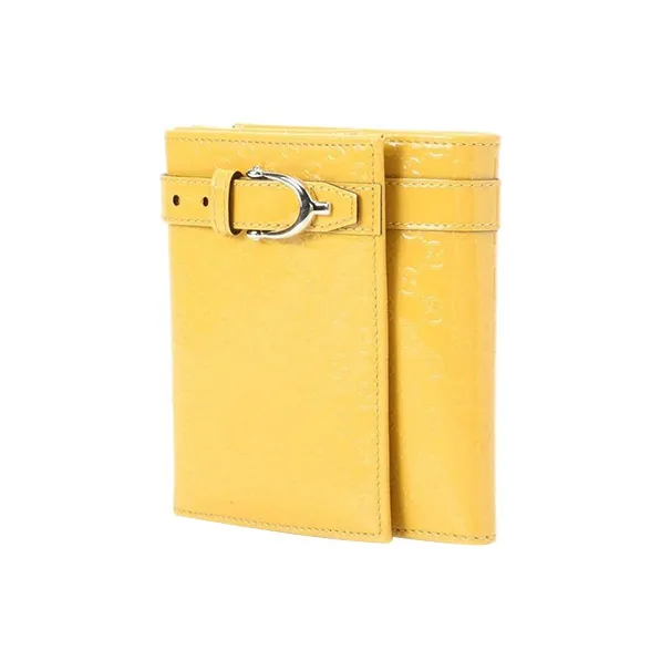 GUCCI Patent Leather Wallet Women's Yellow-1
