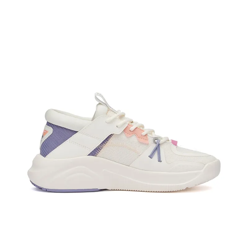 361° Casual Shoes Women's Low Top Feather White/Pink Purple Gray-1