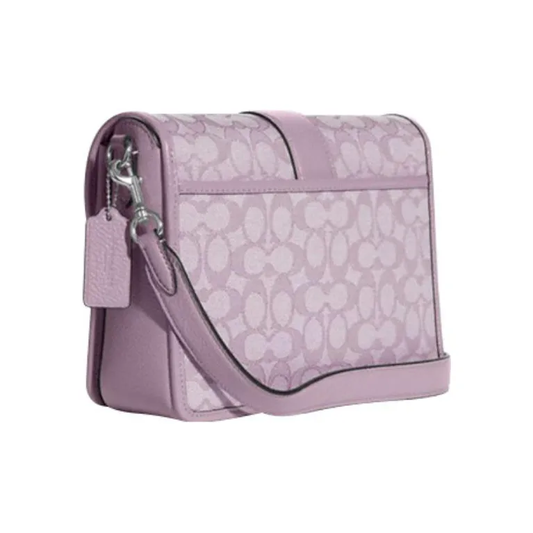 COACH Lonnie Fabric With Cow Leather Shoulder Bag, Crossbody Bag Women's Lilac Purple-1