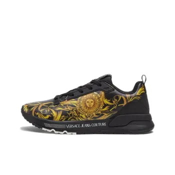 VERSACE JEANS Sunflower Garland Anti-Slip Wear-Resistant Low-Top Casual Shoes Men's Black