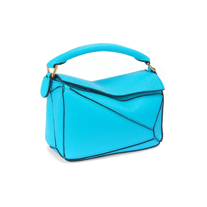 LOEWE Mini Puzzle Bag In Soft Grained Calfskin Cyan-1