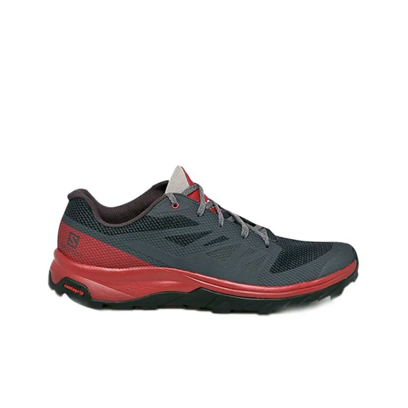 SALOMON Outline Anti-Slip Wear-Resistant Low-Top Outdoor Shoes Black Gray Red-1