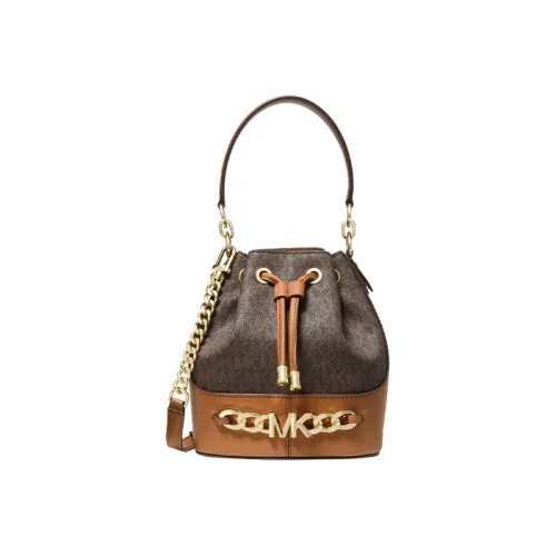 MICHAEL KORS Cow Leather Shoulder Bag, Crossbody Bag, Handbag Trumpets Women's Dark Brown & Acorn Brown