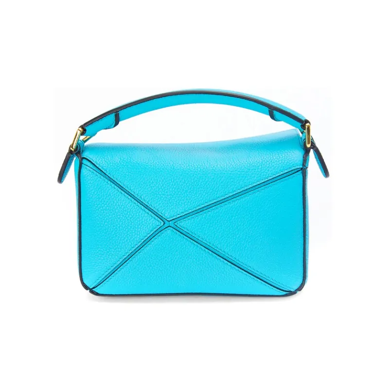 LOEWE Mini Puzzle Bag In Soft Grained Calfskin Cyan-2