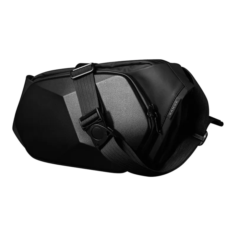 BANGE PU Shield Armor Bag, Crossbody Fashion Trend, One Shoulder Sling Bag, Crossbody Bag Men's Black-1