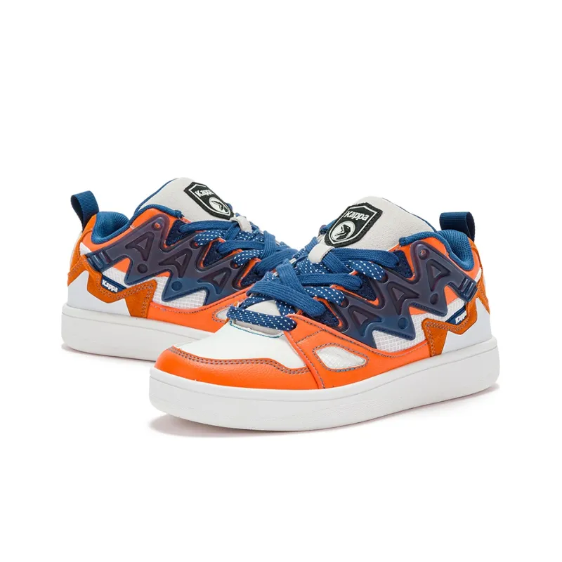 COPPOLELLA x Kappa Abrasion Resistant Low Top Skateboard Shoes Unisex White Orange Blue-3