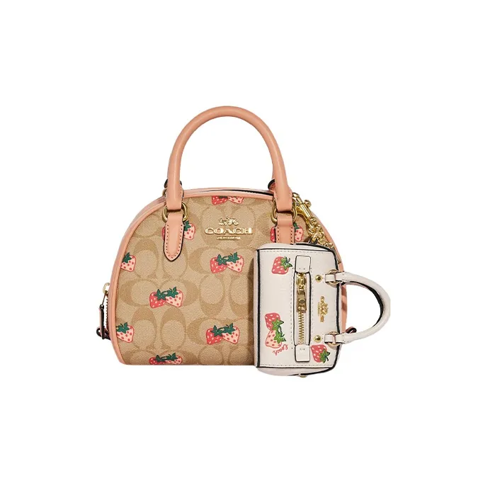COACH Refined Pebble Leather Bag Accessory Mini Women's White-1