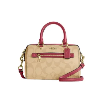 COACH Rowan Artificial Leather Handbags Shoulder Bag Crossbody Bag Mini Women's Brown & Red