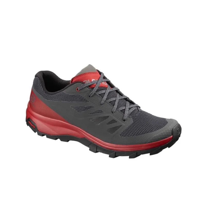 SALOMON Outline Anti-Slip Wear-Resistant Low-Top Outdoor Shoes Black Gray Red-2