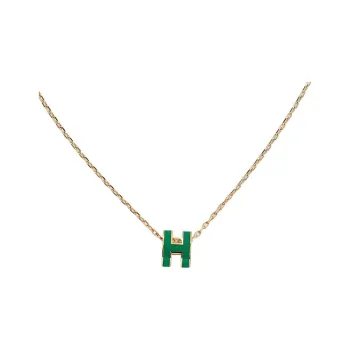 HERMES POP H Collection Metal Necklaces Women's Peacock Green