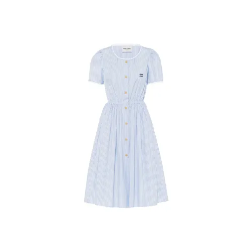 MIU MIU Short-Sleeved Dresses Women's Light Cyan