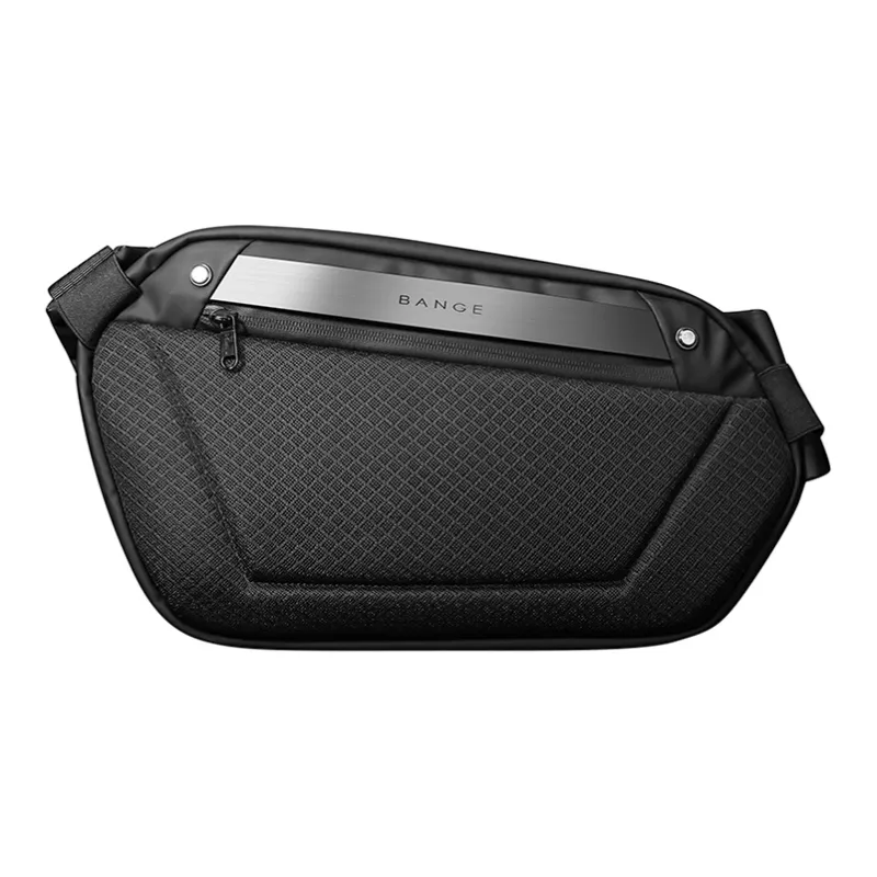 BANGE PU Shield Armor Bag, Crossbody Fashion Trend, One Shoulder Sling Bag, Crossbody Bag Men's Black-3