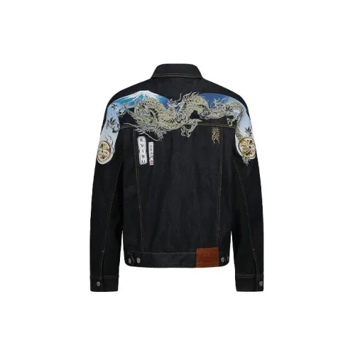 EVISU Denim Jackets Men Denim Blue