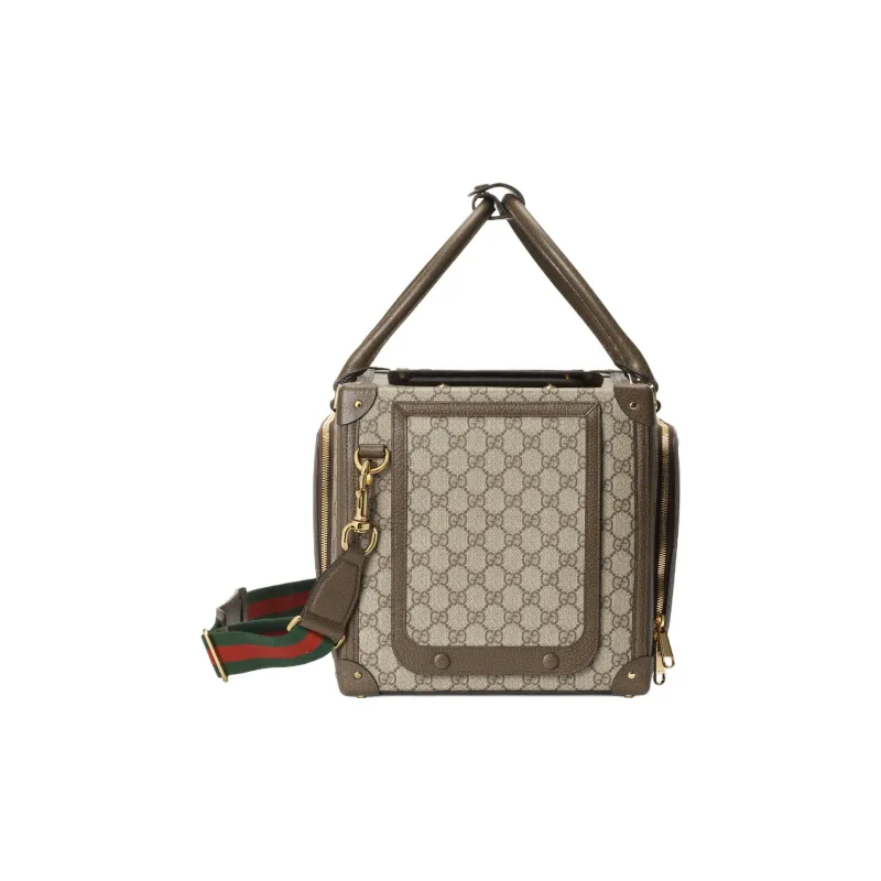 GUCCI Canvas With Leather Canvas Bag, Crossbody Bag Small Size Unisex Ebony-3