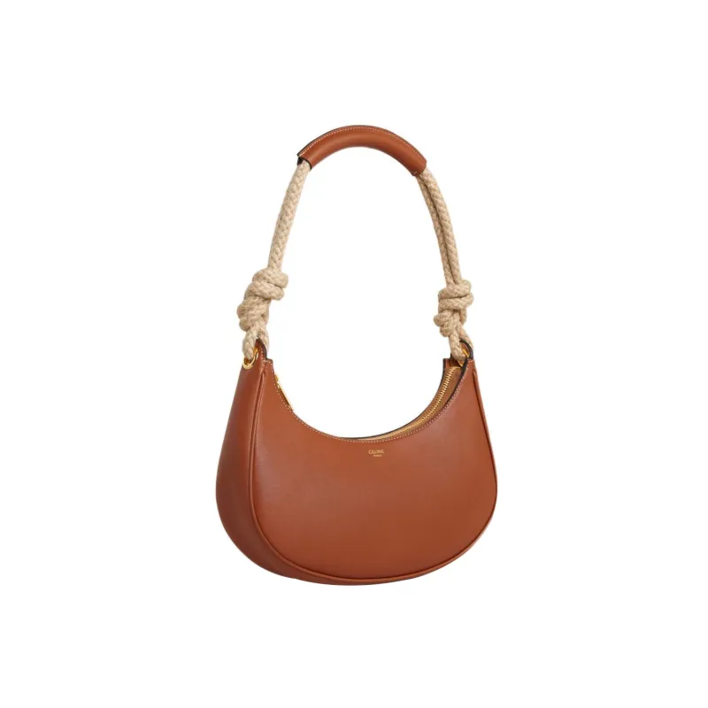 CELINE AVA Smooth Cow Leather Dumpling Bag Shoulder Bag Medium Size Women's Tawny-1