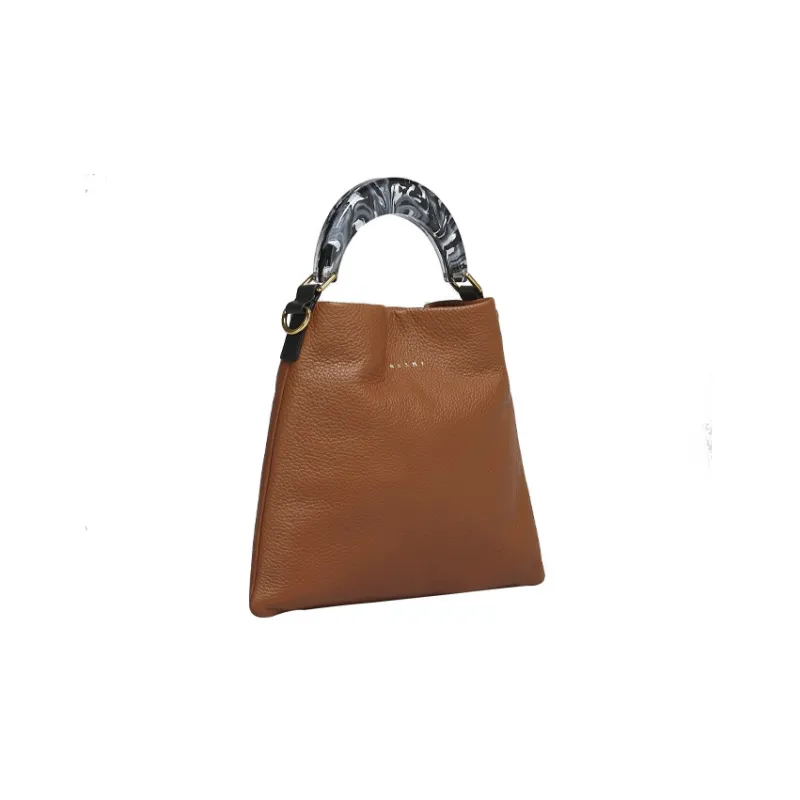 MARNI Venice Soft Grained Cow Leather Hobo Bag Shoulder Bag Crossbody Bag Small Size Women's Brown-2