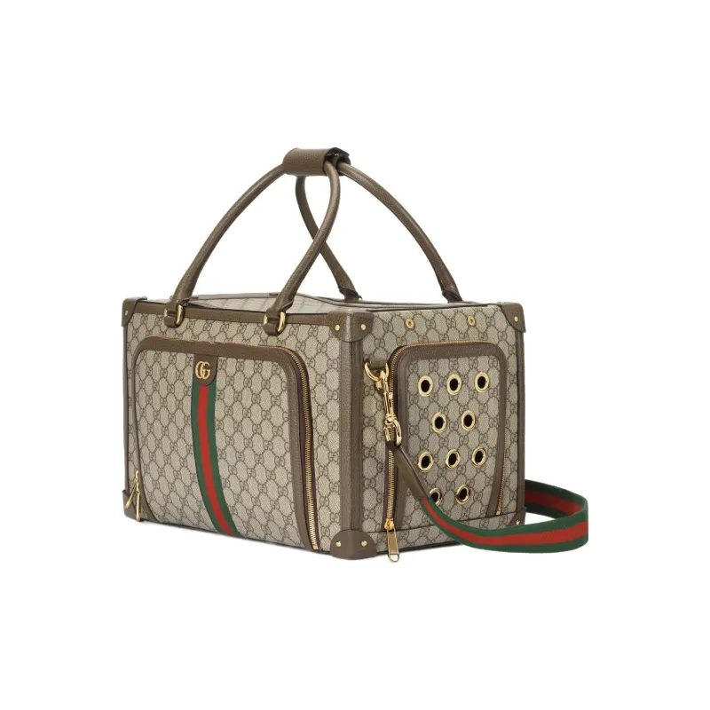 GUCCI Canvas With Leather Canvas Bag, Crossbody Bag Small Size Unisex Ebony-1
