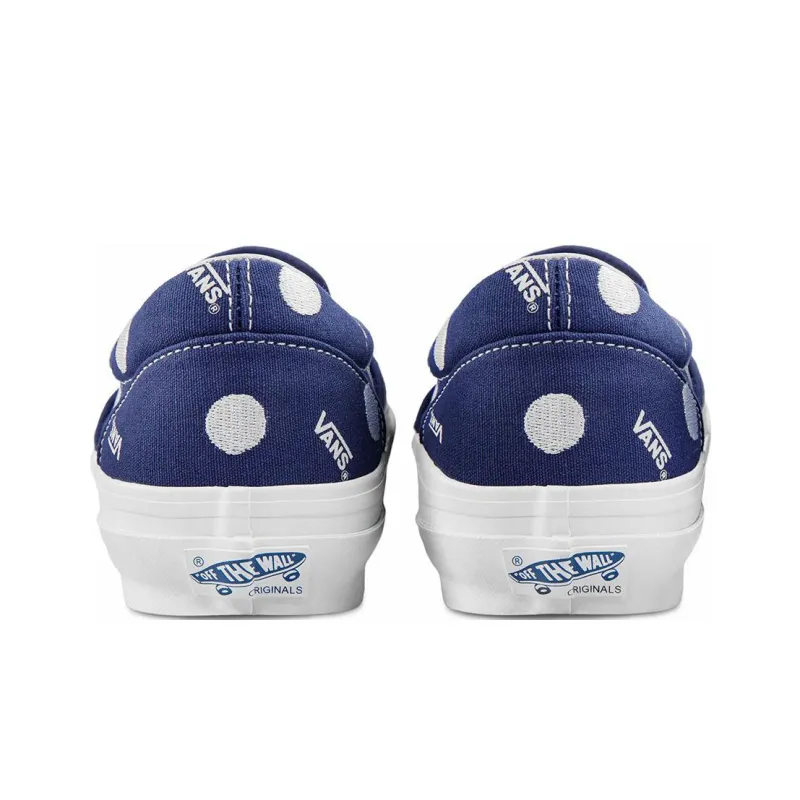 Vans Og Classic Slip on Lx Low Top Casual Skateboarding Shoes Unisex White Blue-4