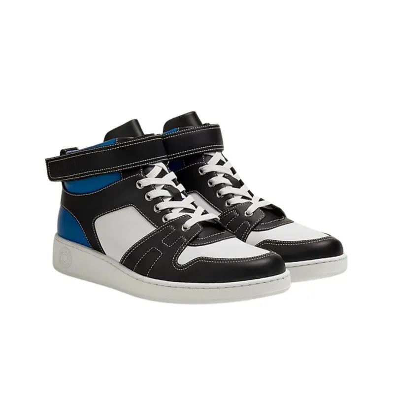 HERMES Freestyle High Top Stylish Skateboarding Shoes Men's Black White Blue-2