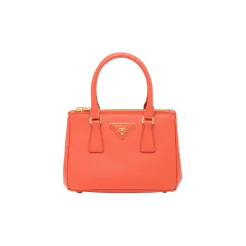 PRADA Saffiano Leather Handbag Shoulder Bag Crossbody Bag Mini Women's Orange