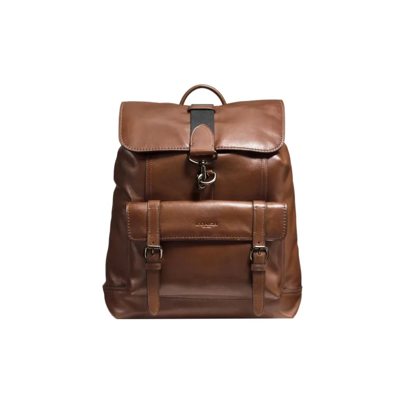 COACH Bleecker Leather Laptop Backpack Large Size Men's Brown-0