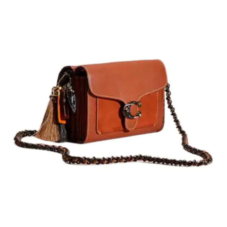 COACH Tabby Leather With Suede Crossbody Bag Trumpets Women's Orange Brown-1