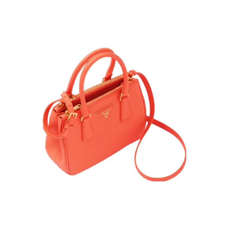 PRADA Saffiano Leather Handbag Shoulder Bag Crossbody Bag Mini Women's Orange-1