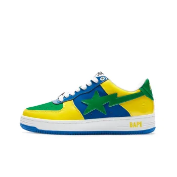 A BATHING APE STA Stylish Skateboarding Shoes Men's Green Yellow Blue