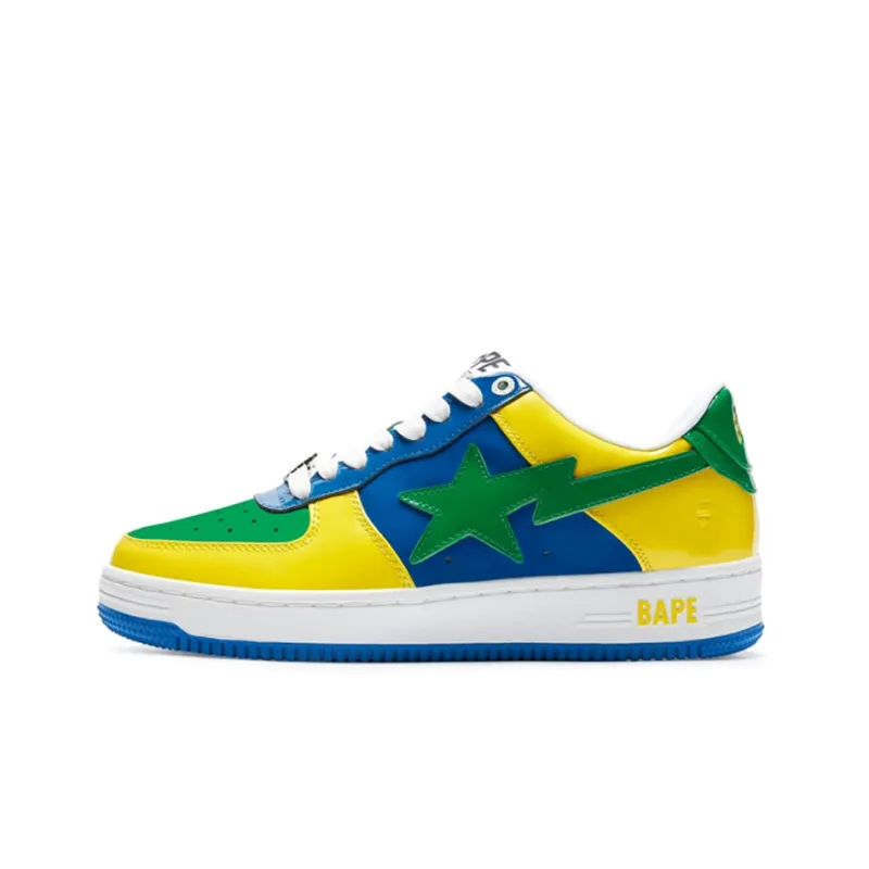 A BATHING APE STA Stylish Skateboarding Shoes Men's Green Yellow Blue-0