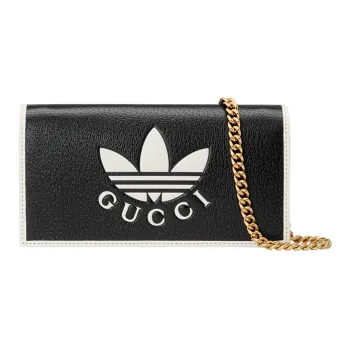 GUCCI Adidas Collaboration Leather Wallet Regular Women's Black