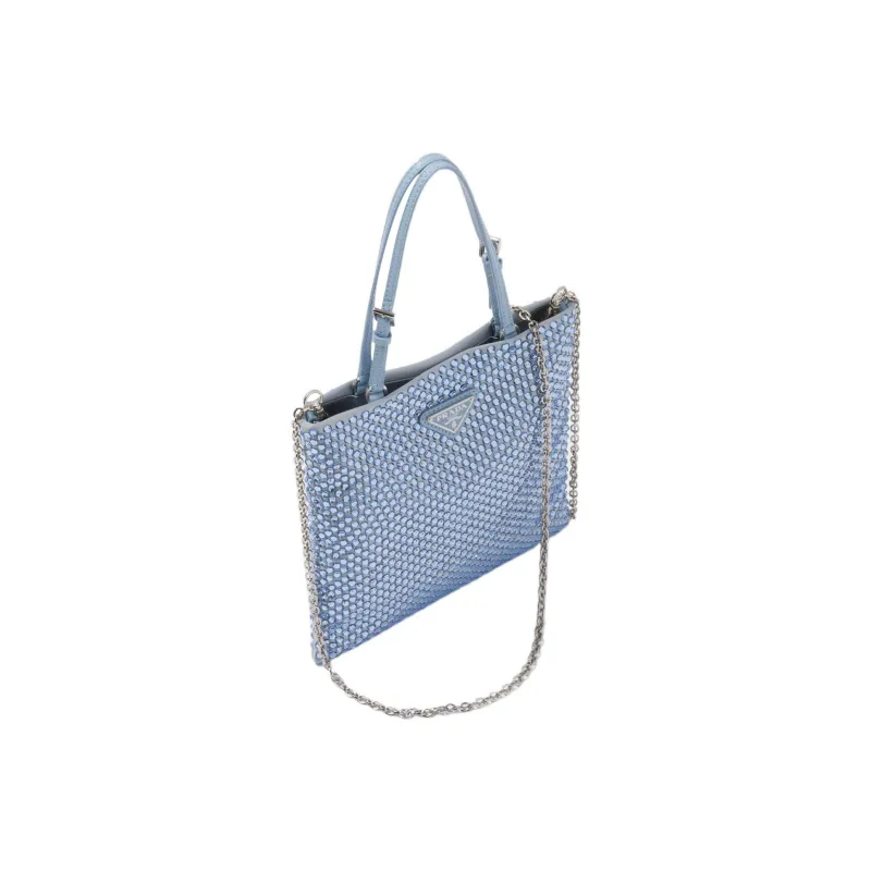 PRADA Embellished Satin Handbag Celeste-2