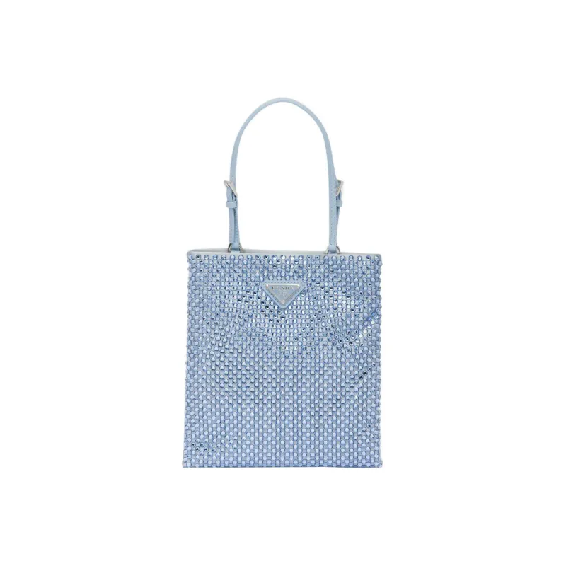 PRADA Embellished Satin Handbag Celeste-0