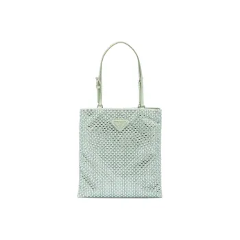 PRADA Embellished Satin Handbag Aqua
