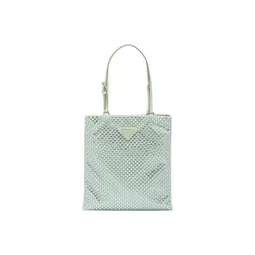 PRADA Embellished Satin Handbag Aqua