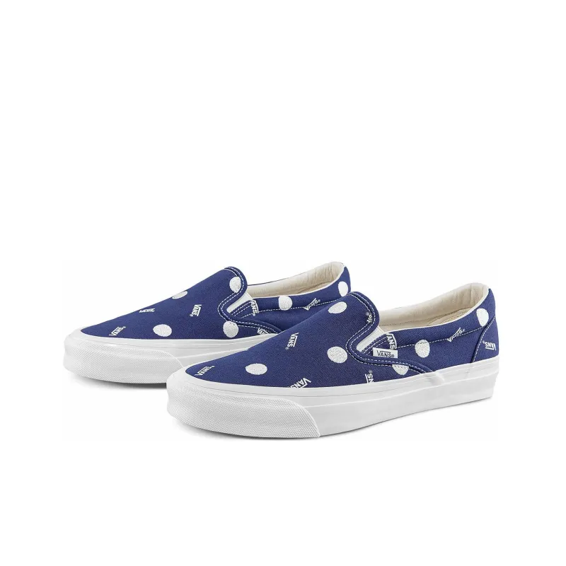 Vans Og Classic Slip on Lx Low Top Casual Skateboarding Shoes Unisex White Blue-1