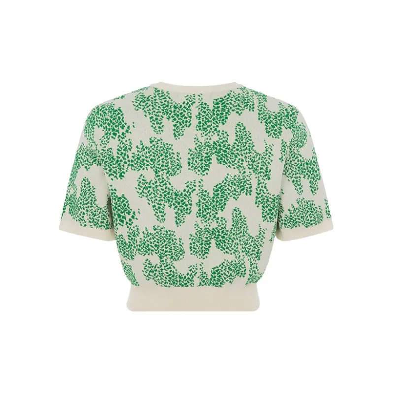 RECTO Crop Tops Women's Beige Yellow/Green-1